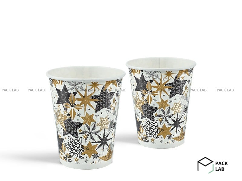 Paper colored 180 ml cup with coating New Year "Stars"
